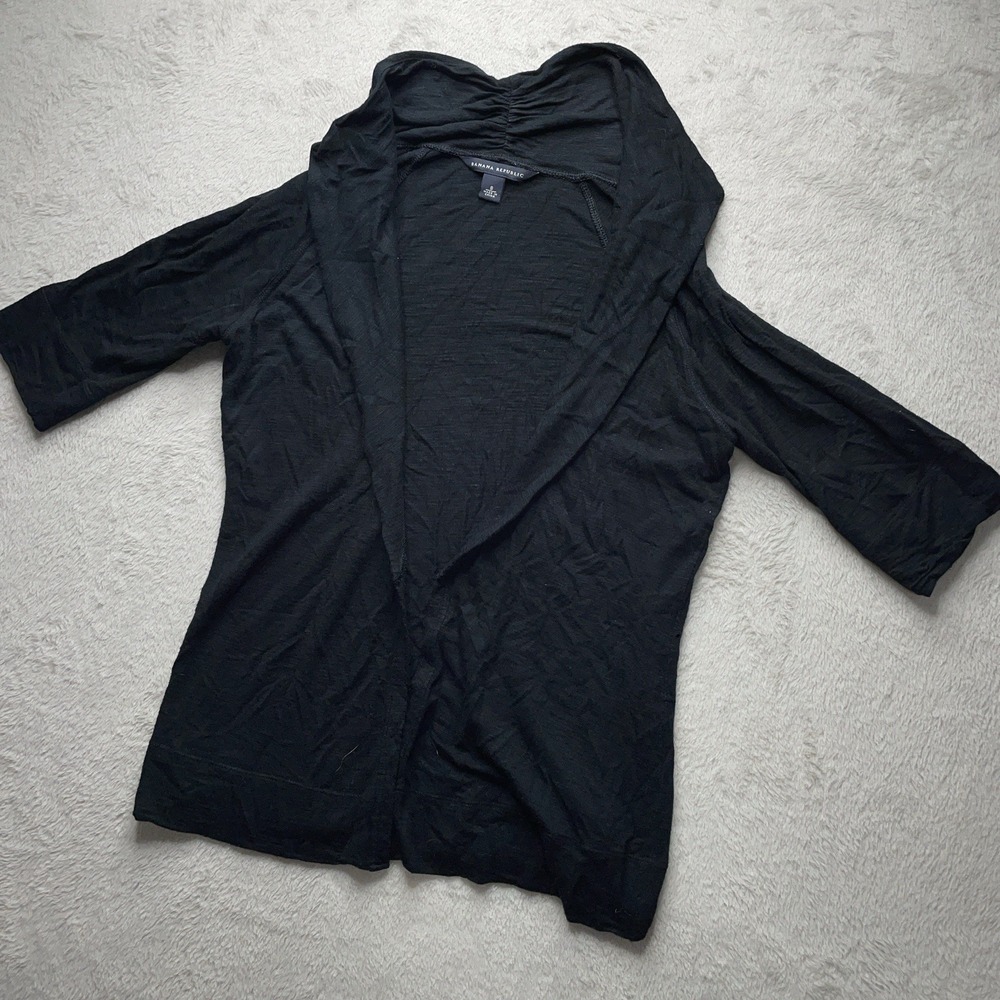 Banana Republic Cardigan Womens S Black Shawl Collar Lightweight Knit Sweater - Picture 3 of 10